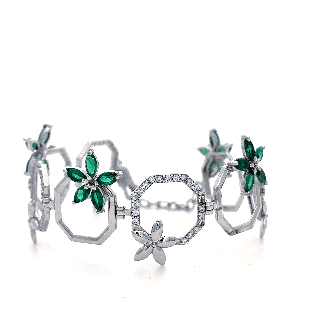 Emerald Floral Geometric Bracelet