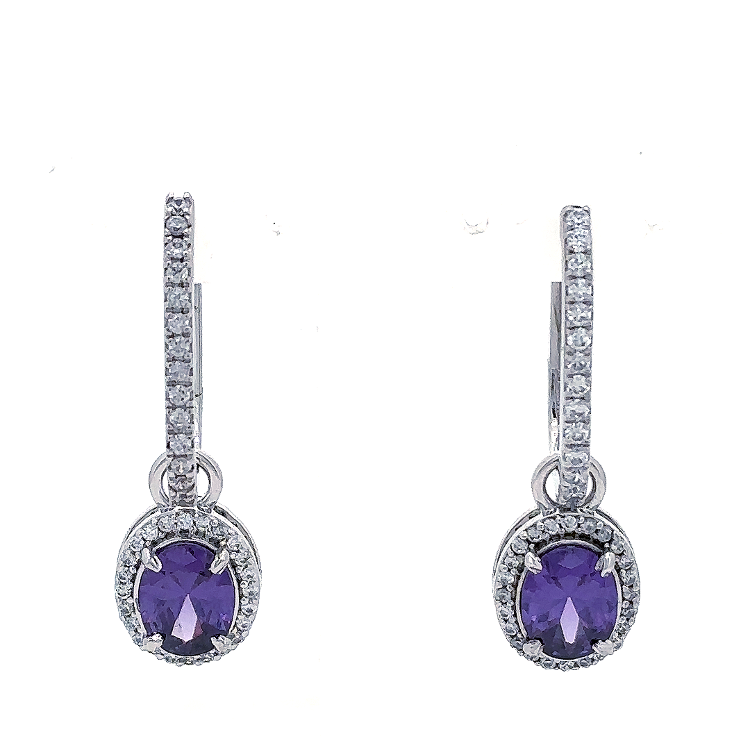 Amethyst Glow Diamond Drop Earrings