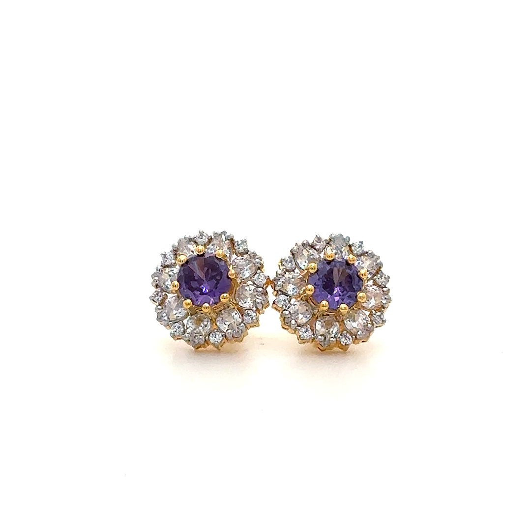 Royal Amethyst Bloom Stud Earrings