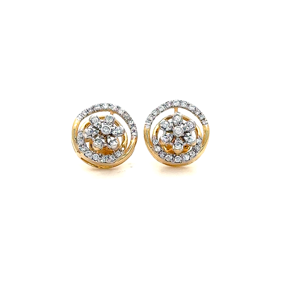 Golden Blossom Crystal Stud Earrings