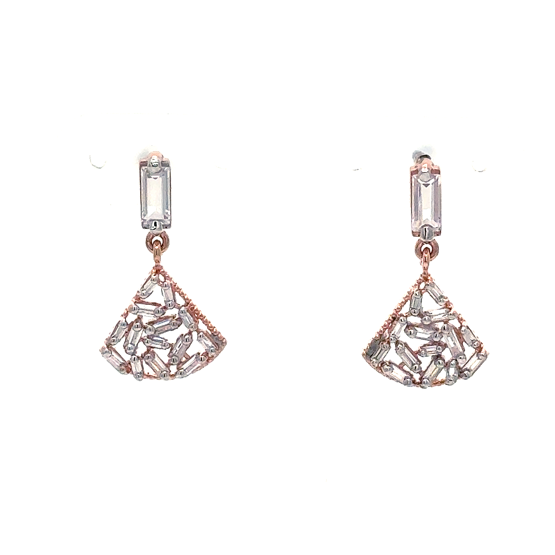 Rose Gold Crystal Fan Drop Earrings