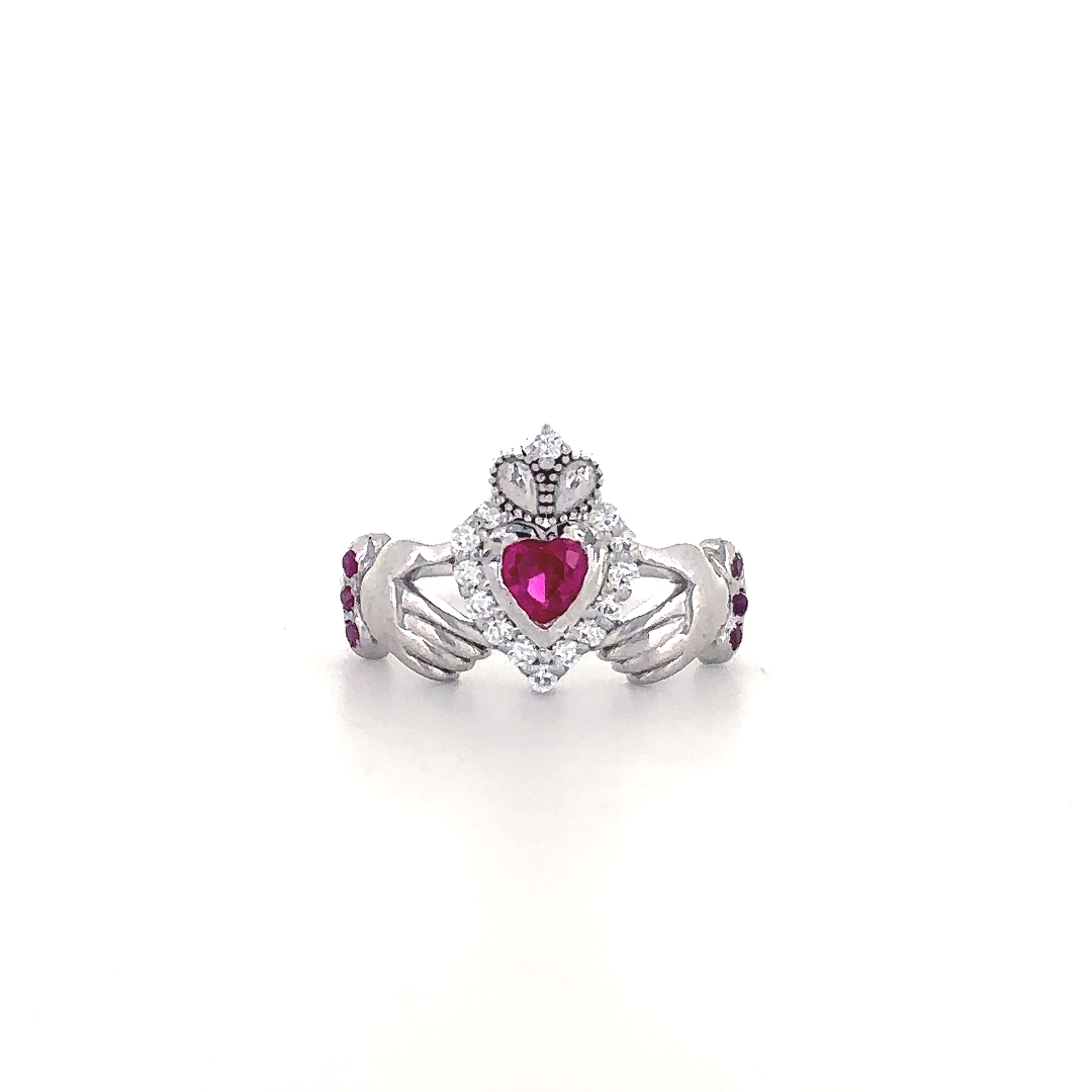 Ruby Heart Claddagh Ring