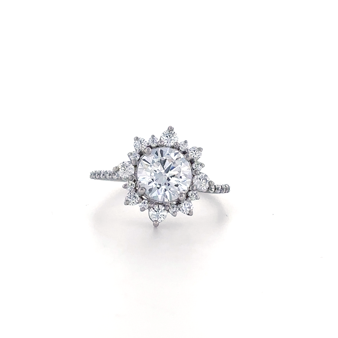 Classic Round Halo Floral Ring