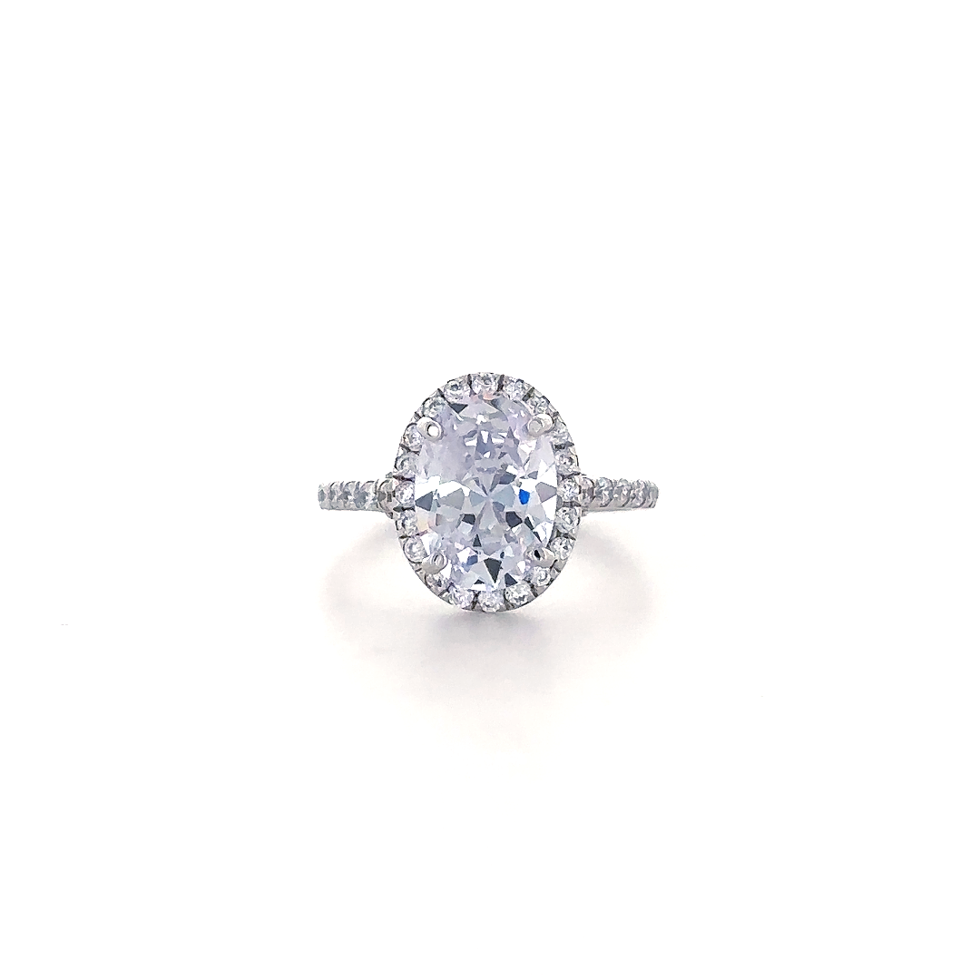Elegant Oval Halo Solitaire Ring