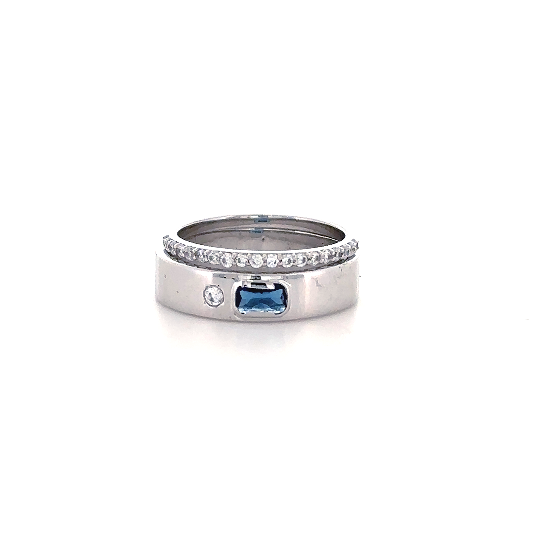Blue Sapphire Dual Band Ring