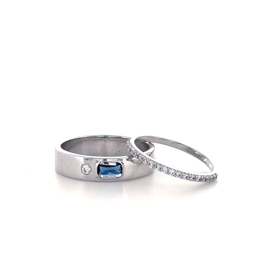 Blue Sapphire Dual Band Ring