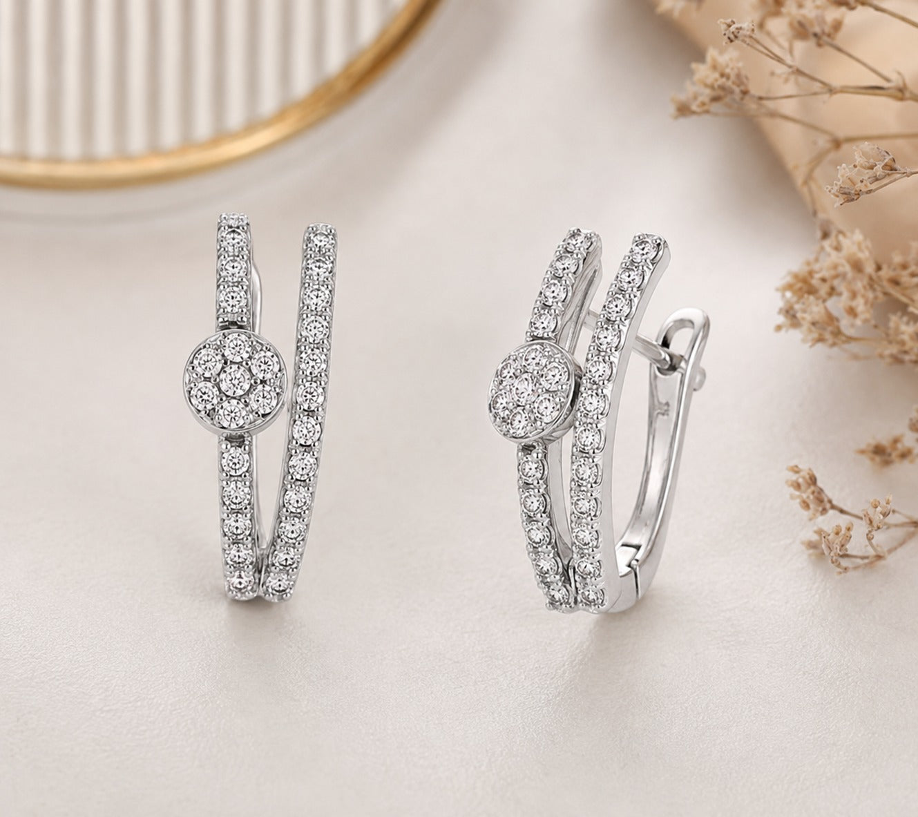 Sparkling Halo Ribbon Studs
