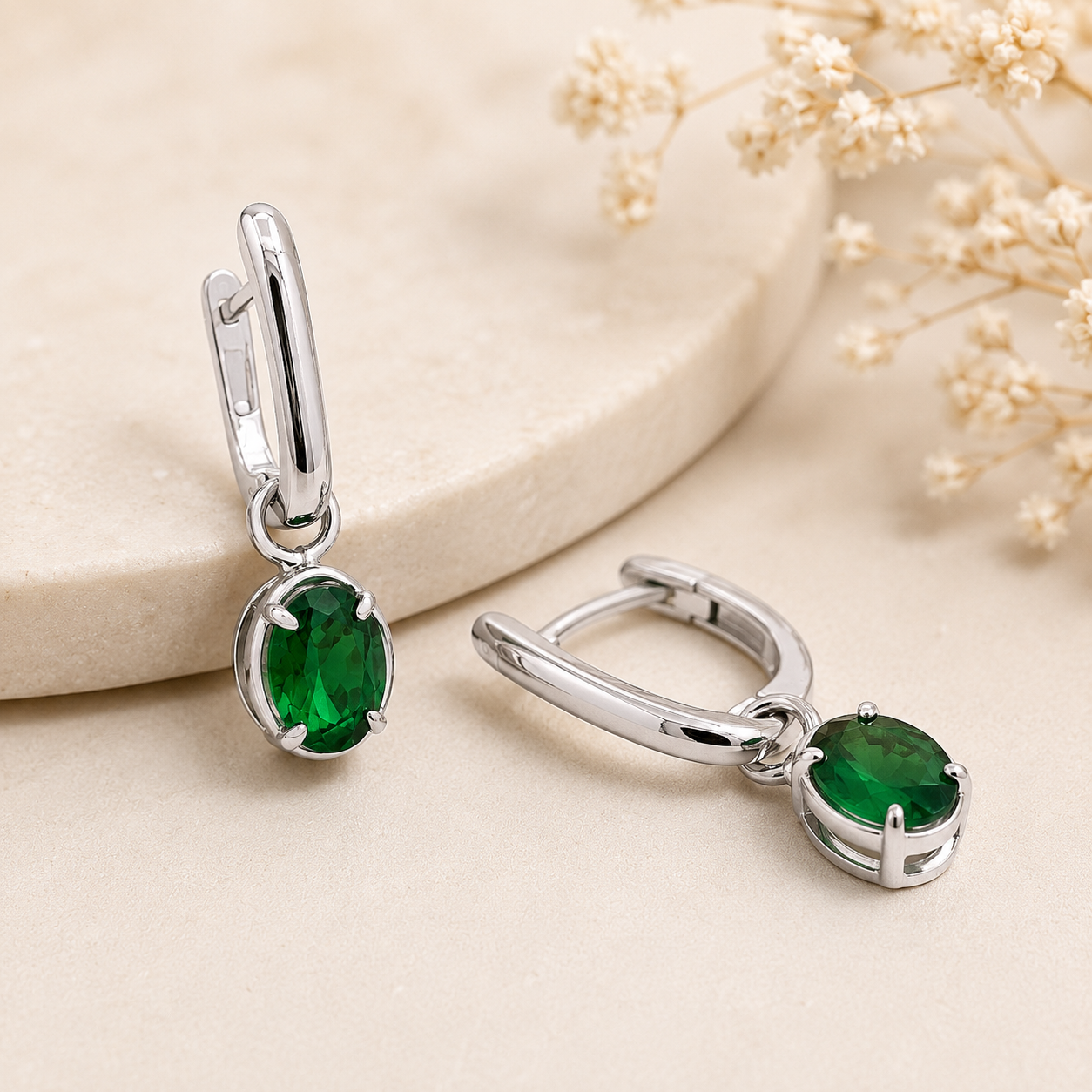 Emerald Elegance Drop Earrings