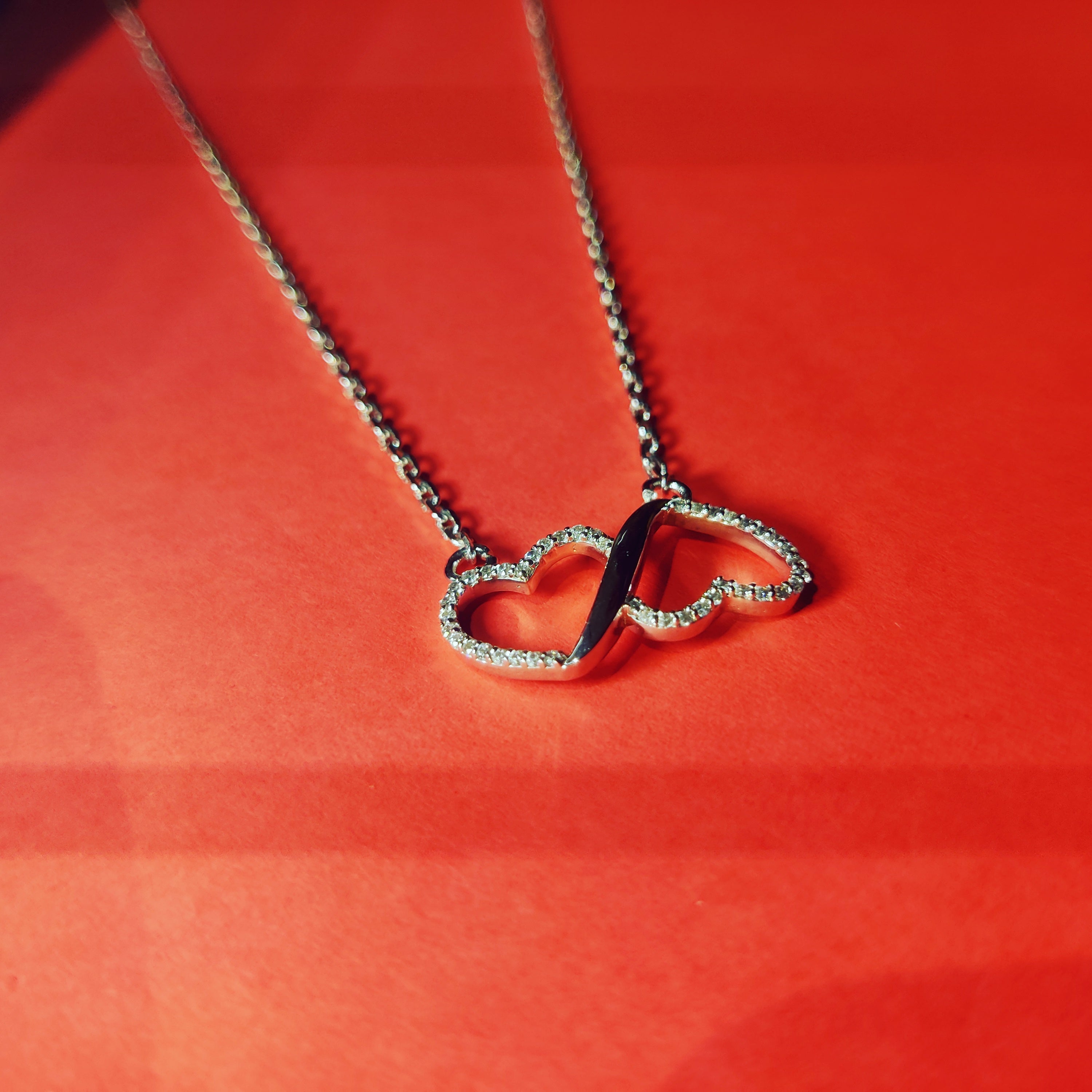 Romantic Double Heart Silver Pendant Necklace