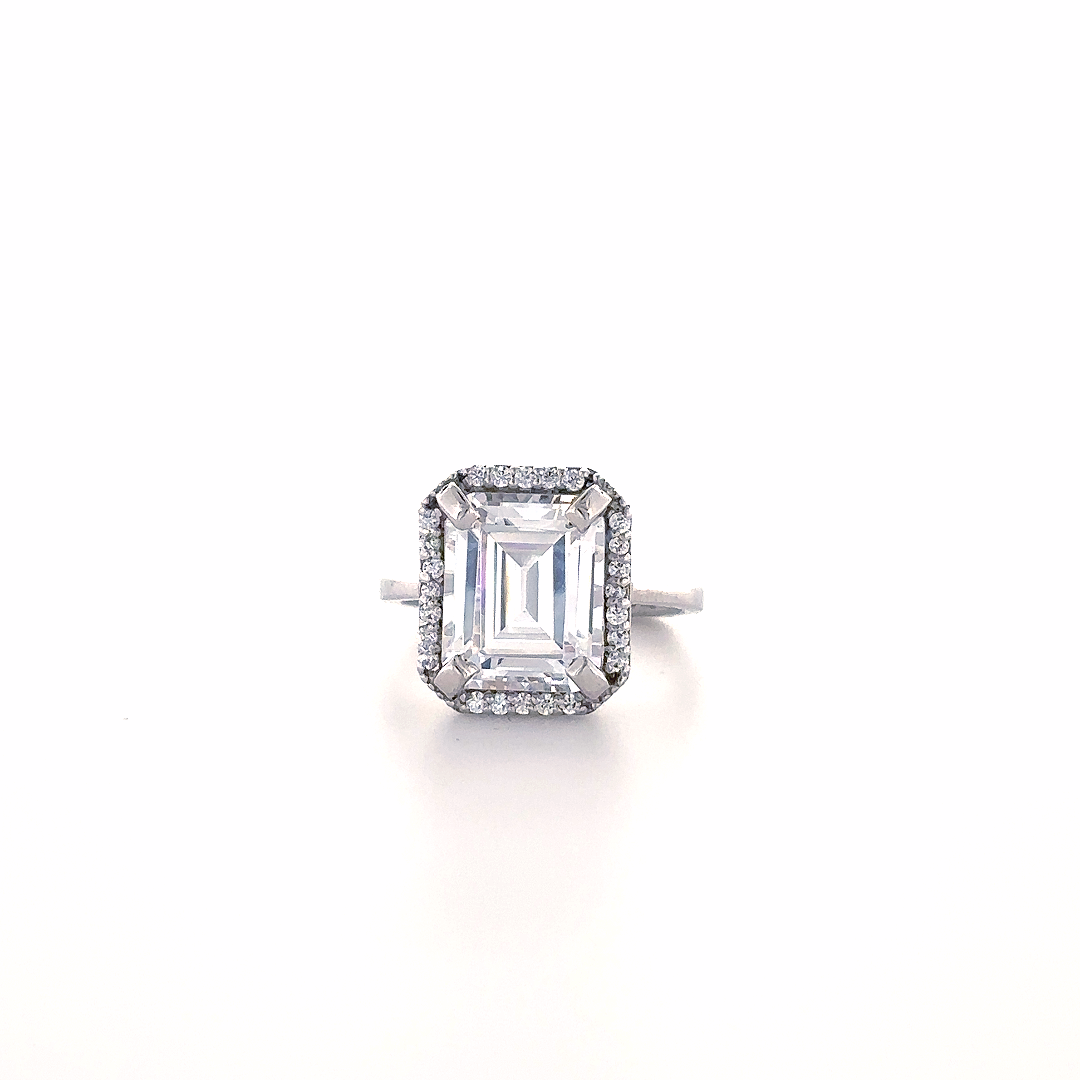 Emerald Cut Halo Diamond Ring